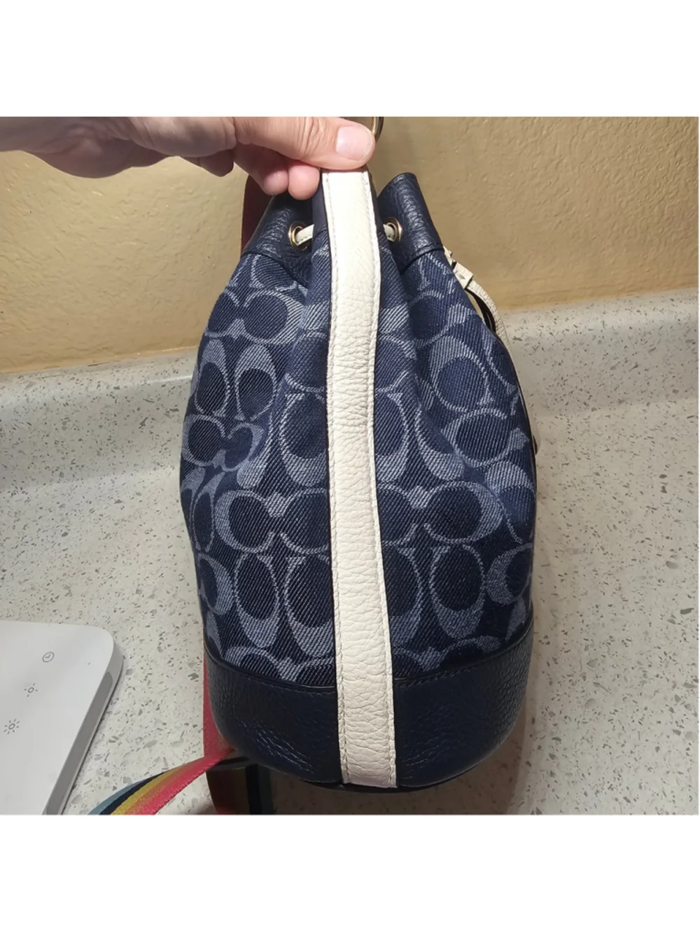 COACH Dempsey Drawstring Bucket Bag in Signature Denim C4101